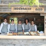 Welcoming staff at Inderdalen Farm dressed in old costumes to match the farm’s style, selling local and home-made food.