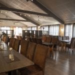 The cozy inside of the local restaurant, Huset in Korgen.