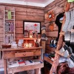 Farm store at Inderdalen Farm selling many interesting local products such as knitted socks, mittens and winter hats.