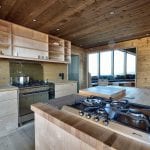 The big and spacious kitchen in a wooden-style at the cabin, Rabothytta.