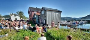 Popular concert at Lapphella at Hemnesberget during jazz festival right next to the fjord on a warm sunny summer day.