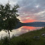 Red sunset by lake Kjennsvatnet.